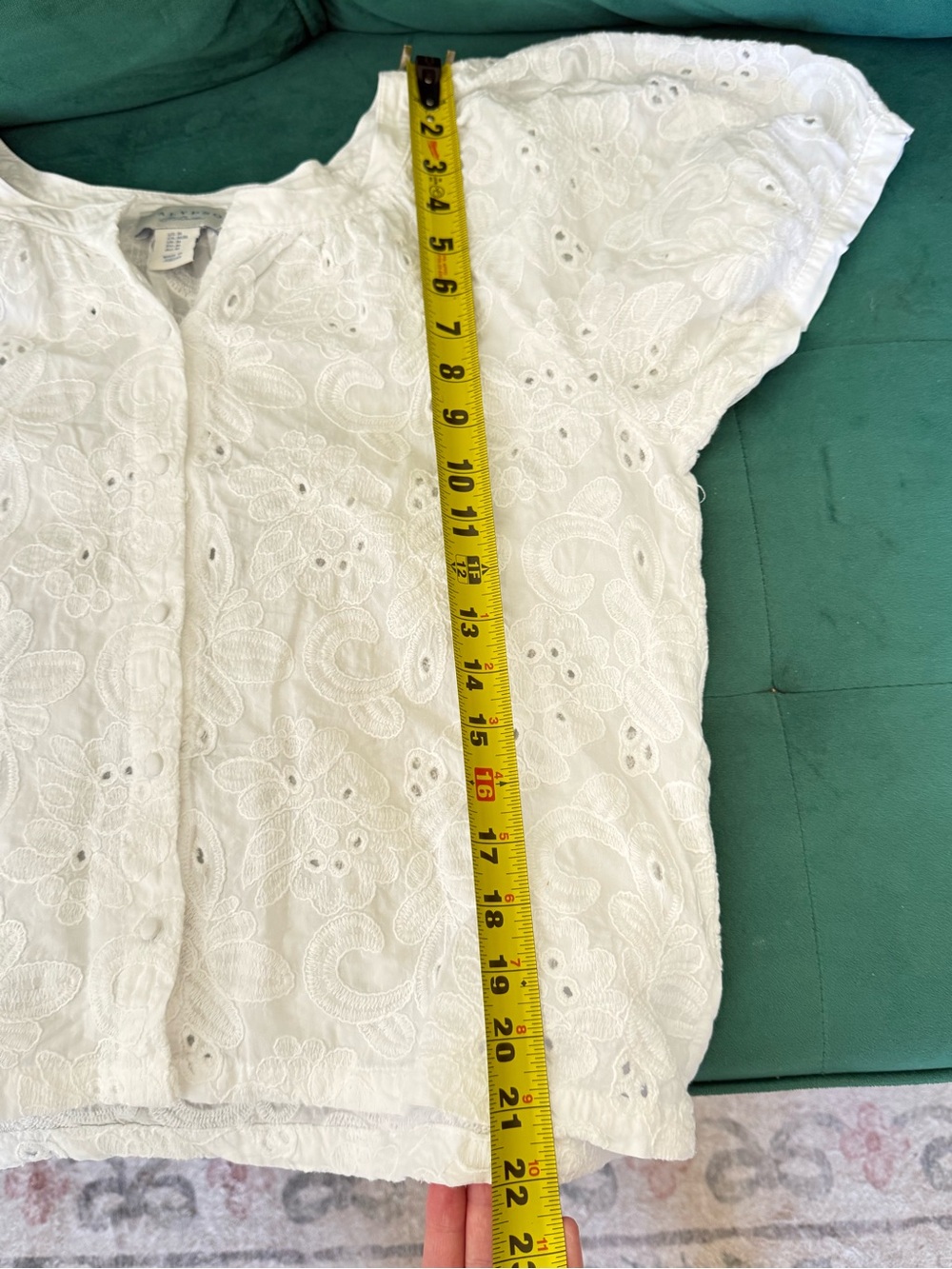 Calypso St. Barth White Eyelet Embroidered Cotton Blouse Size M Beachy Coastal - Picture 10 of 10